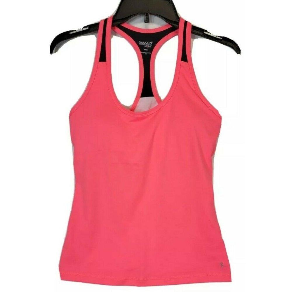 DANSKIN Women's Active Wear Fitted Sleeveless Tank Top Size XS PINK PADDED